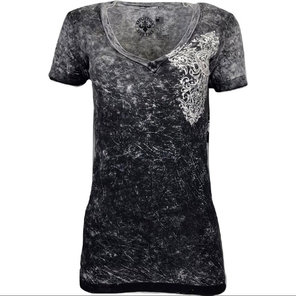 AFFLICTION Womens T-Shirt AMARILLO BEND Athletic B - Picture 2 of 8